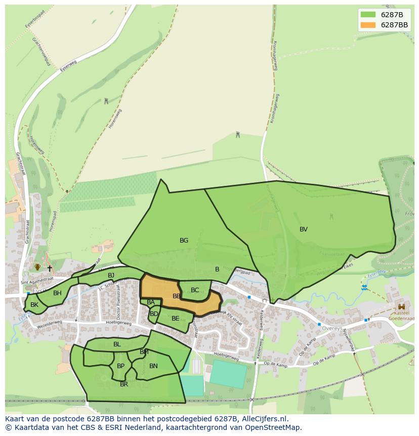 Afbeelding van het postcodegebied 6287 BB op de kaart.