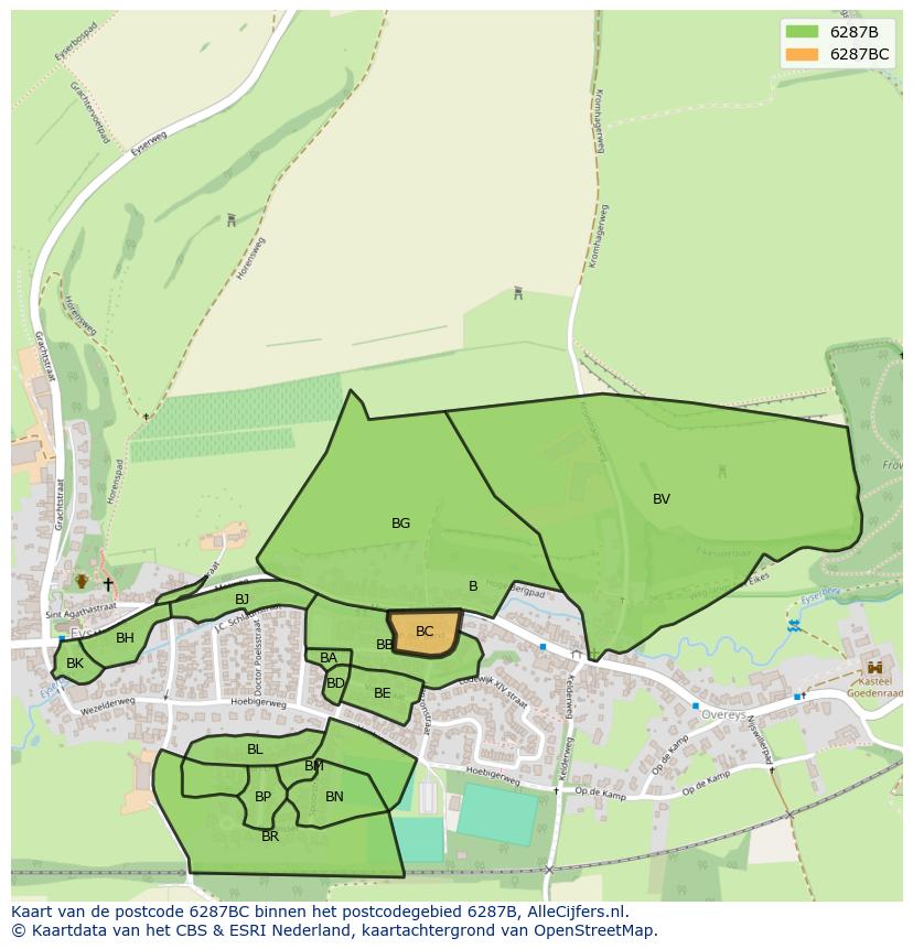 Afbeelding van het postcodegebied 6287 BC op de kaart.