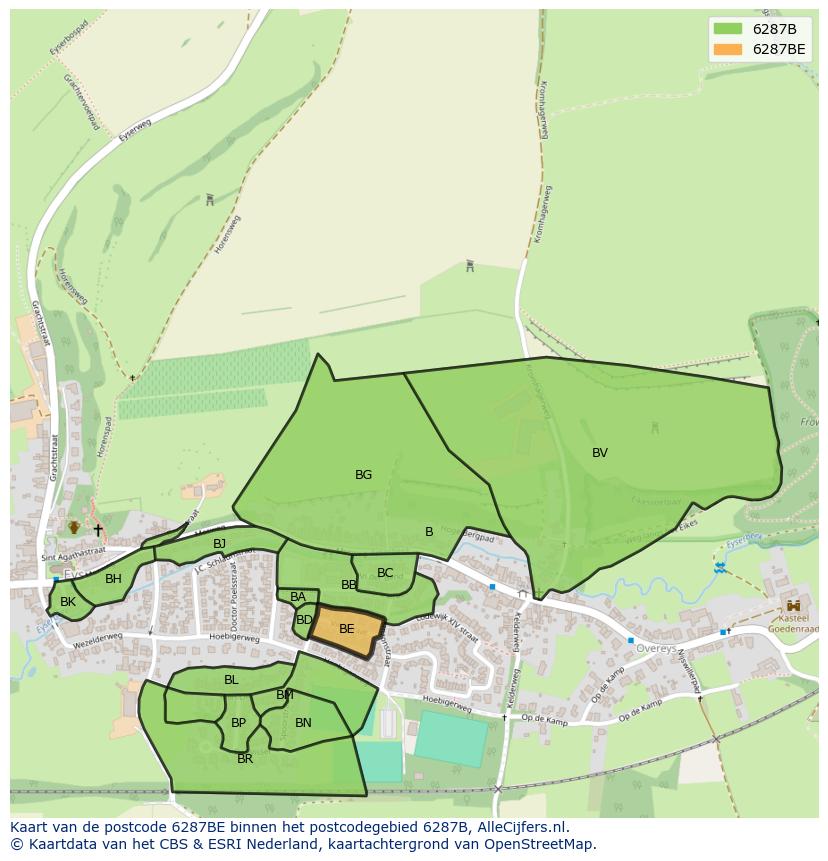 Afbeelding van het postcodegebied 6287 BE op de kaart.