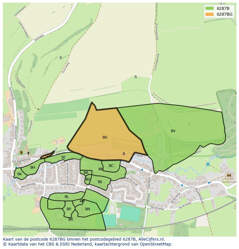 Afbeelding van het postcodegebied 6287 BG op de kaart.