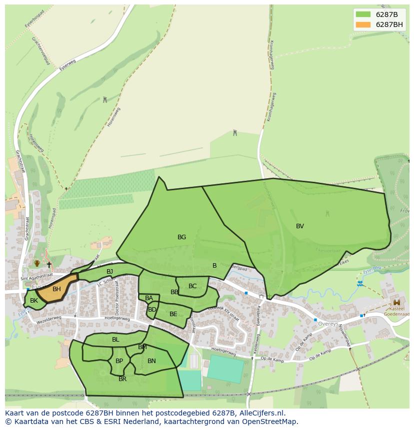 Afbeelding van het postcodegebied 6287 BH op de kaart.