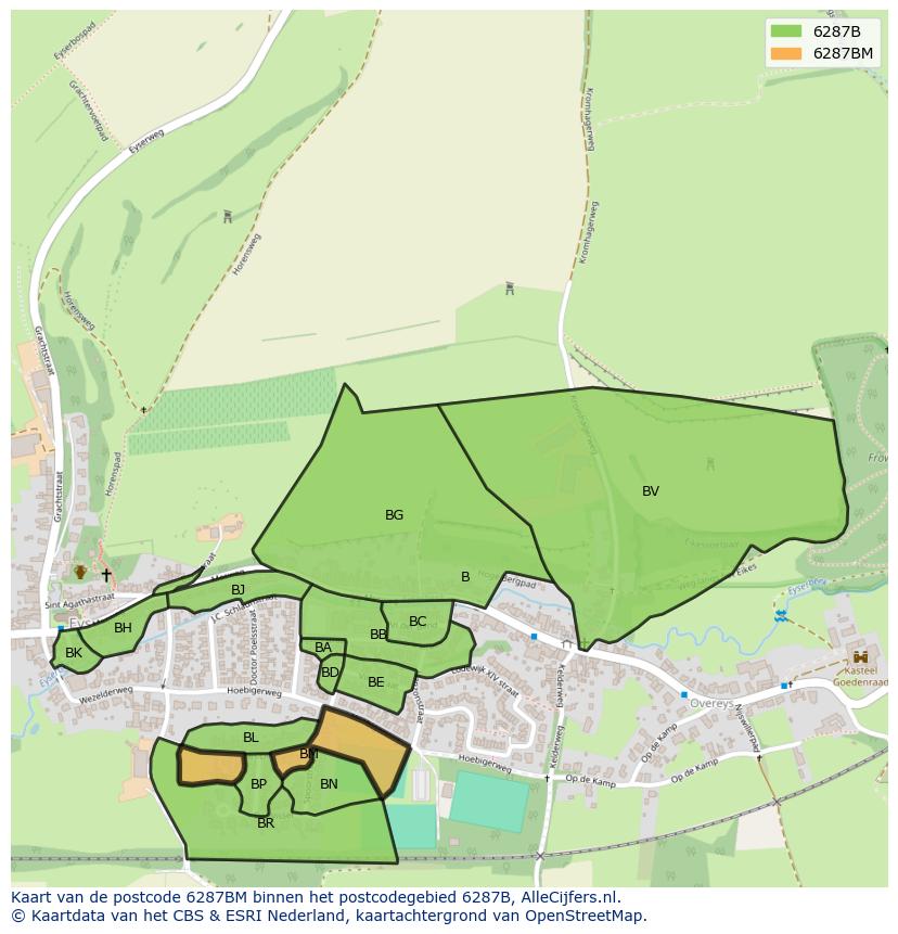 Afbeelding van het postcodegebied 6287 BM op de kaart.