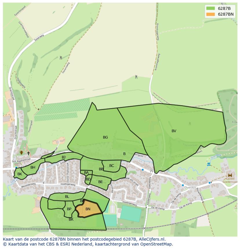 Afbeelding van het postcodegebied 6287 BN op de kaart.