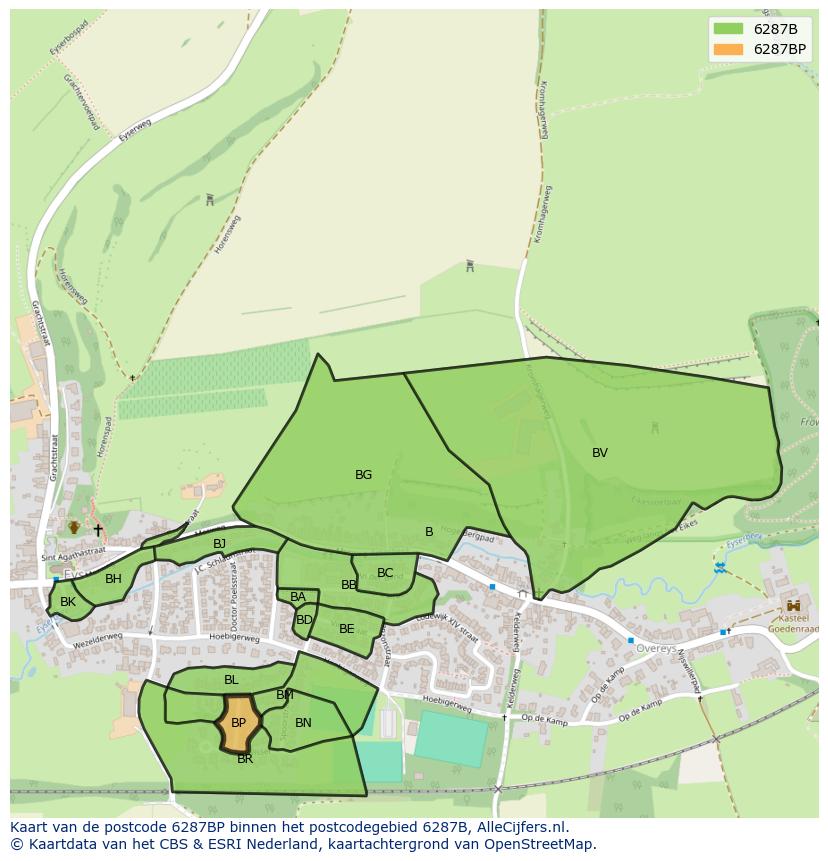 Afbeelding van het postcodegebied 6287 BP op de kaart.
