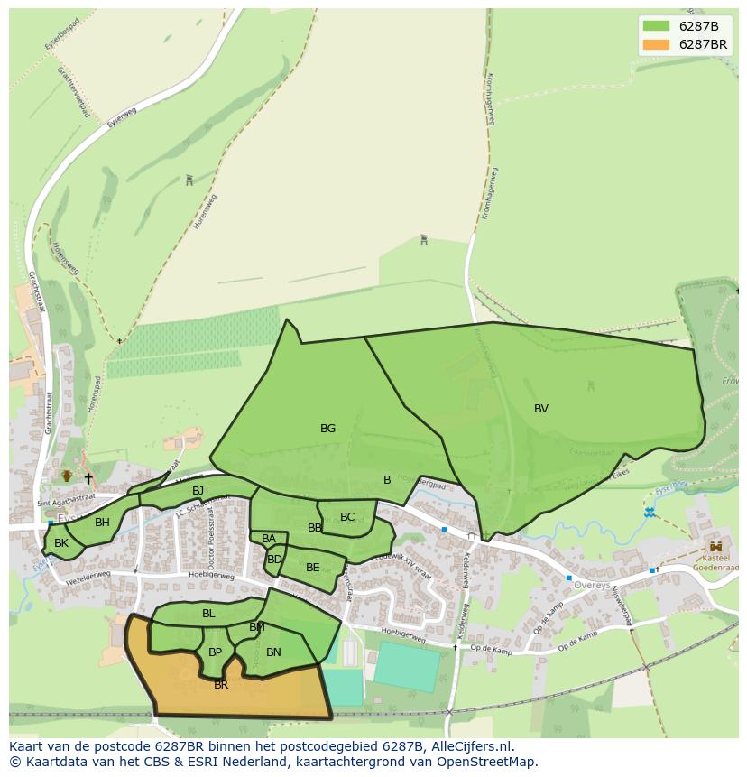 Afbeelding van het postcodegebied 6287 BR op de kaart.