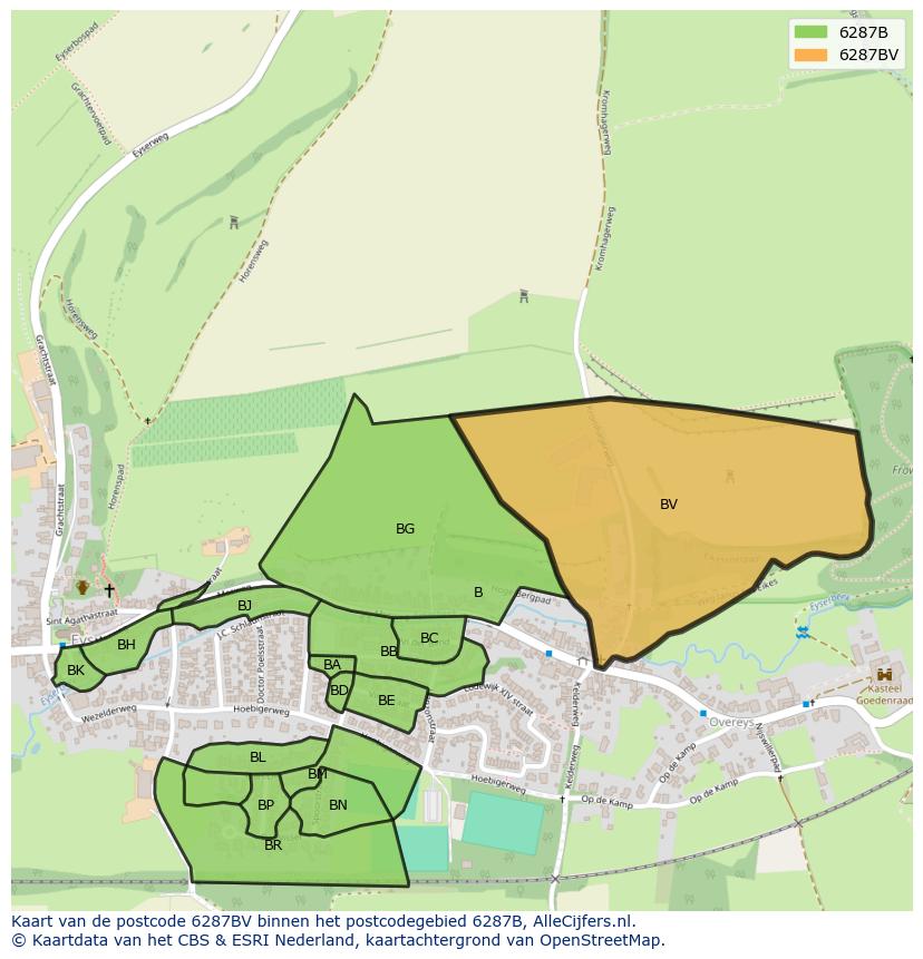 Afbeelding van het postcodegebied 6287 BV op de kaart.