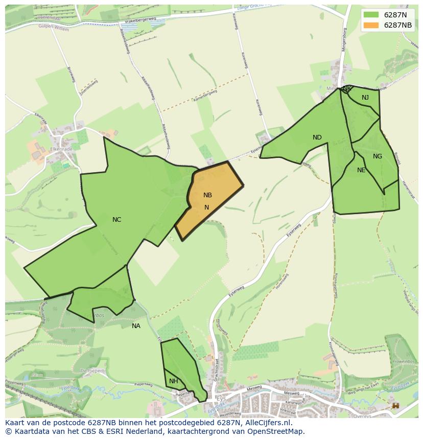 Afbeelding van het postcodegebied 6287 NB op de kaart.
