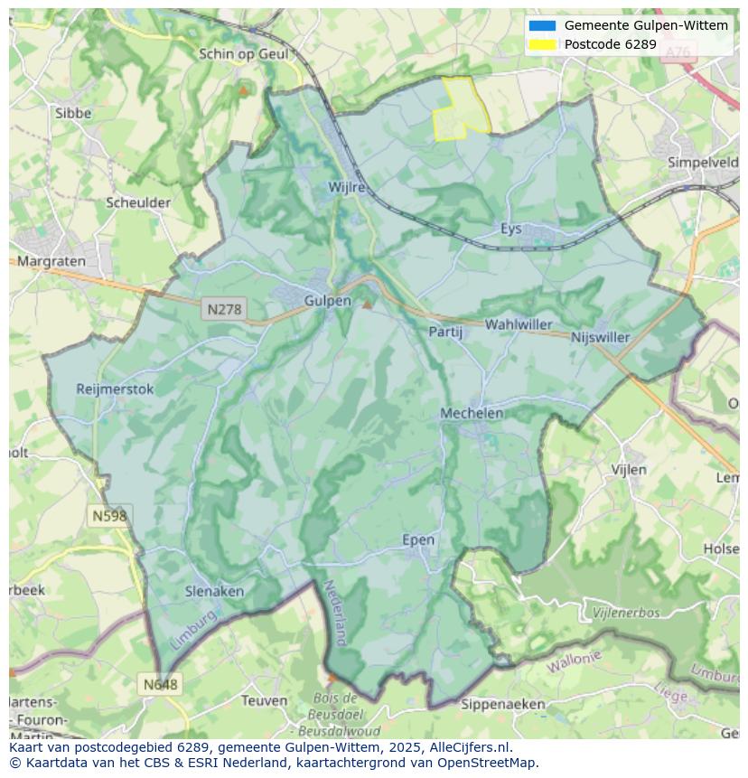 Afbeelding van het postcodegebied 6289 op de kaart.