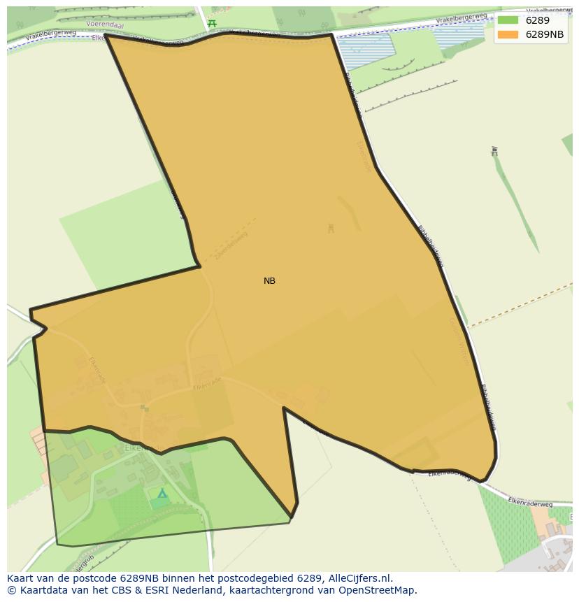 Afbeelding van het postcodegebied 6289 NB op de kaart.