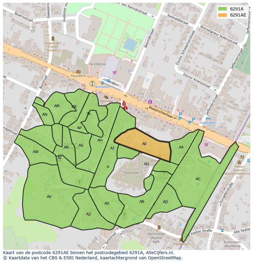 Afbeelding van het postcodegebied 6291 AE op de kaart.
