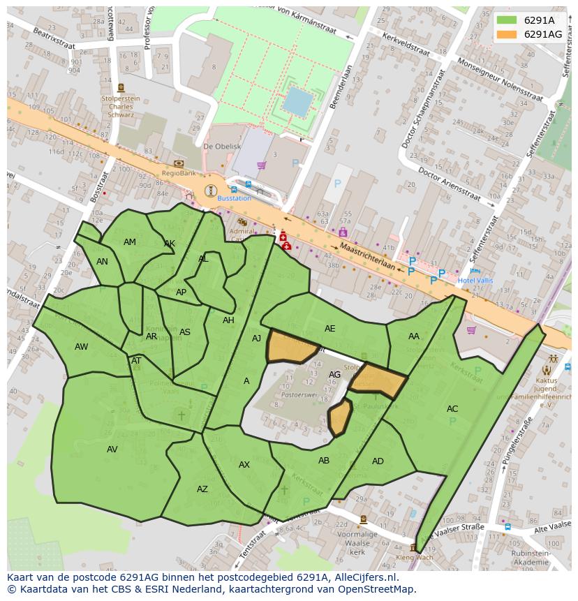 Afbeelding van het postcodegebied 6291 AG op de kaart.