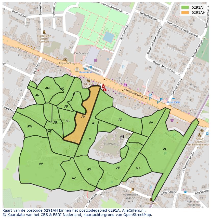 Afbeelding van het postcodegebied 6291 AH op de kaart.