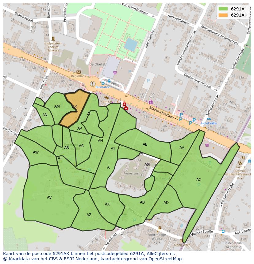 Afbeelding van het postcodegebied 6291 AK op de kaart.