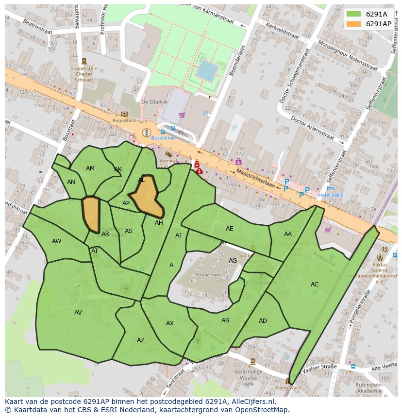 Afbeelding van het postcodegebied 6291 AP op de kaart.