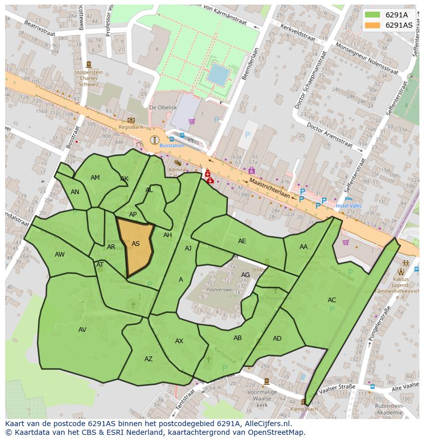 Afbeelding van het postcodegebied 6291 AS op de kaart.