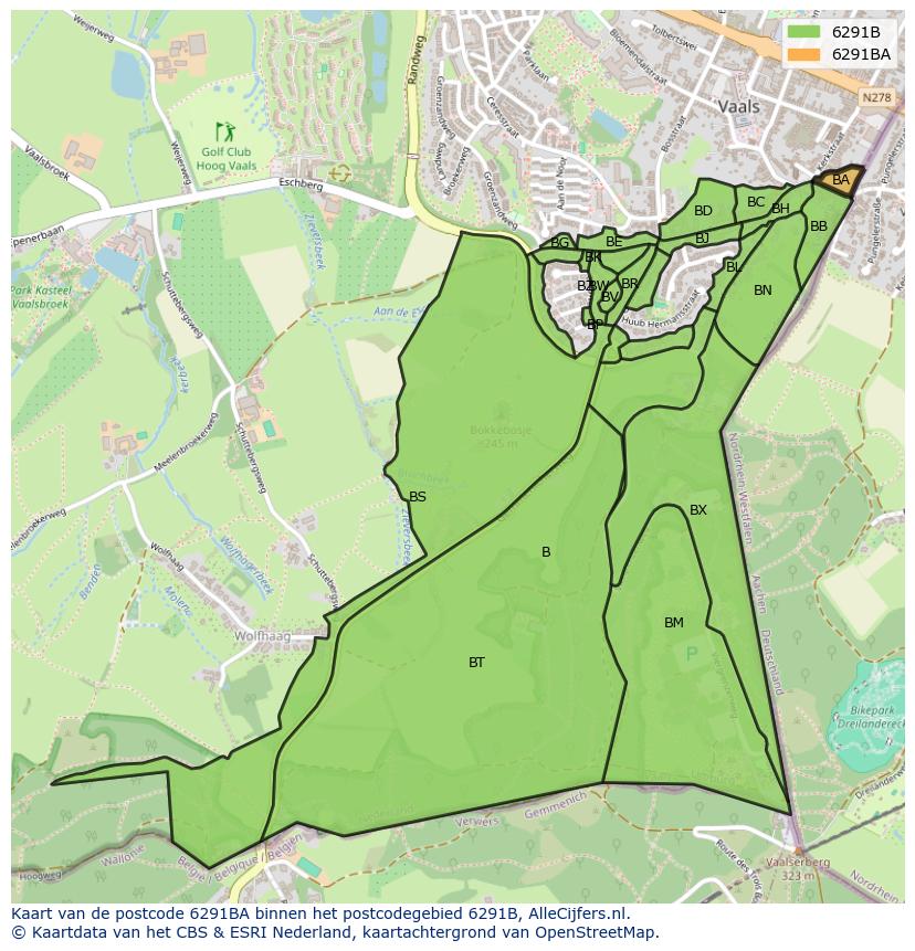 Afbeelding van het postcodegebied 6291 BA op de kaart.