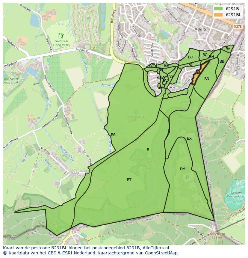 Afbeelding van het postcodegebied 6291 BL op de kaart.