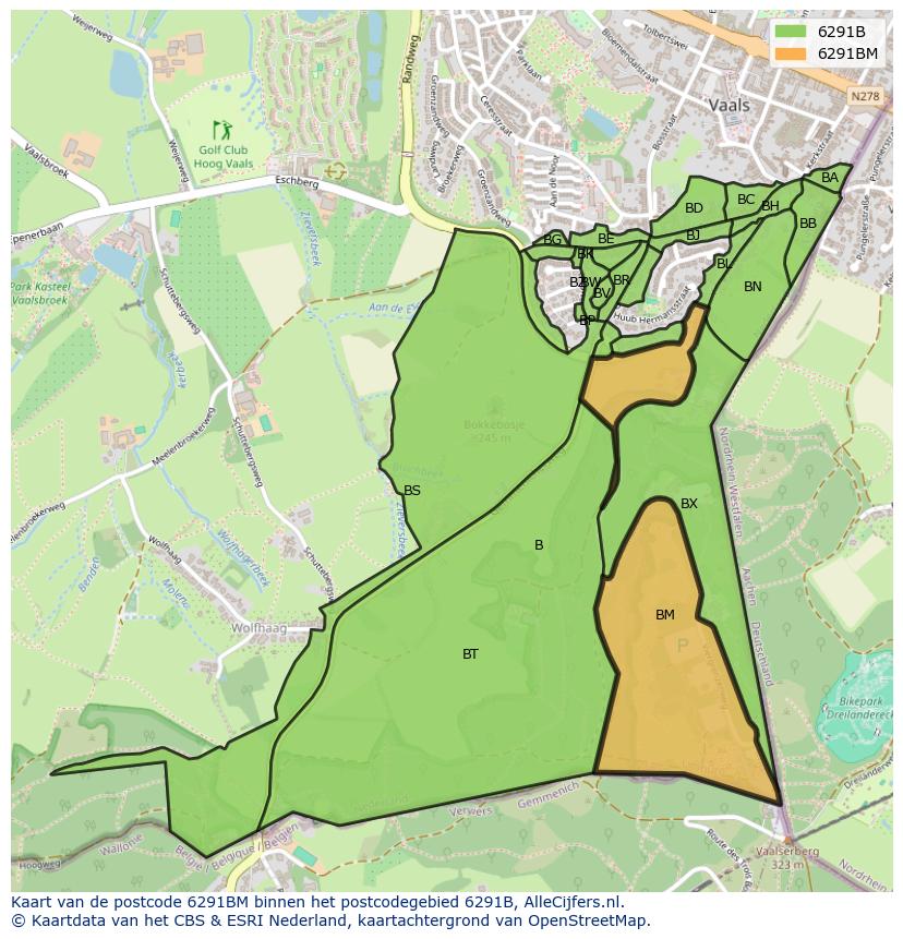 Afbeelding van het postcodegebied 6291 BM op de kaart.