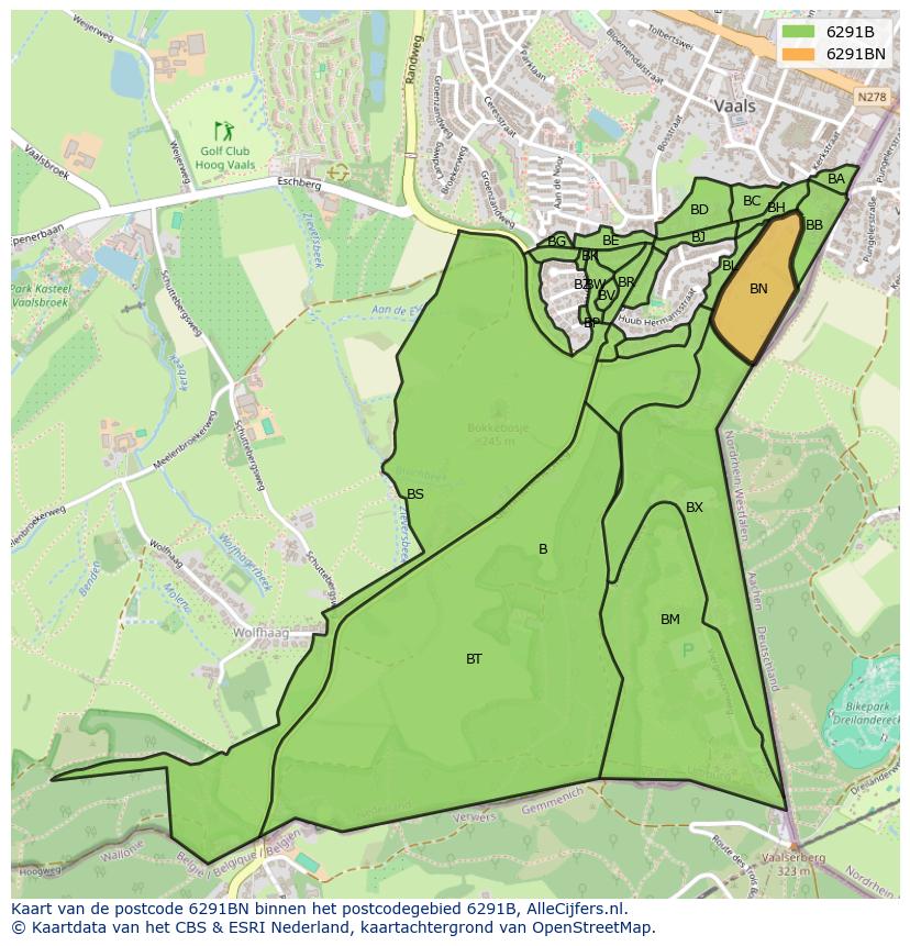 Afbeelding van het postcodegebied 6291 BN op de kaart.