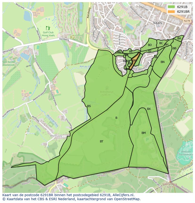 Afbeelding van het postcodegebied 6291 BR op de kaart.