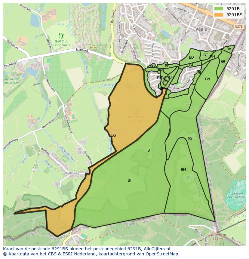 Afbeelding van het postcodegebied 6291 BS op de kaart.
