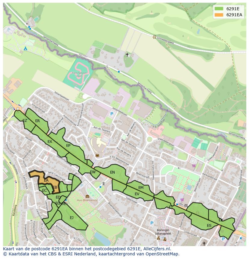 Afbeelding van het postcodegebied 6291 EA op de kaart.