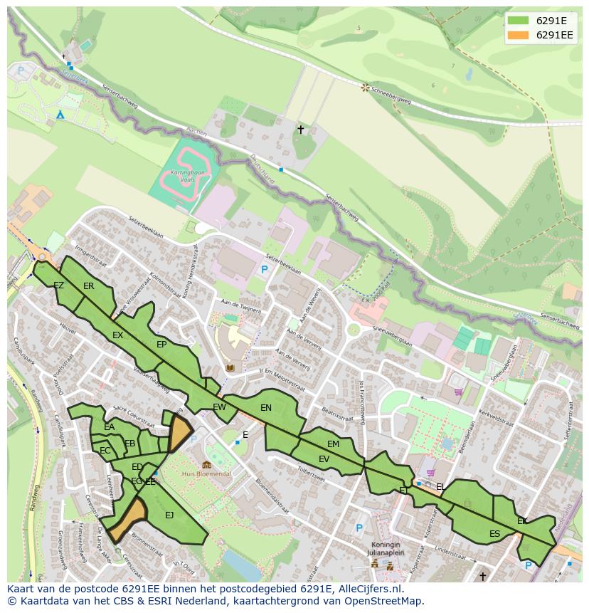 Afbeelding van het postcodegebied 6291 EE op de kaart.
