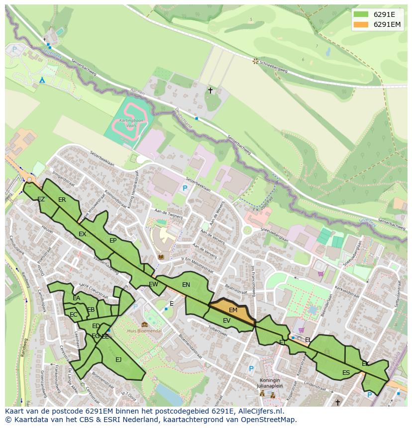 Afbeelding van het postcodegebied 6291 EM op de kaart.