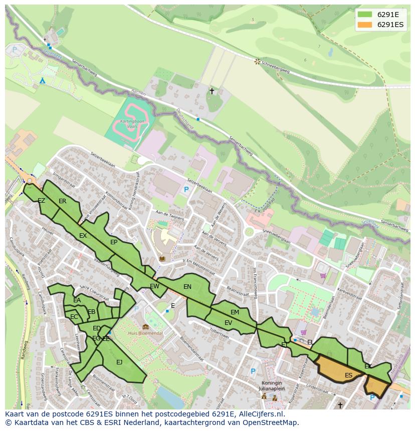 Afbeelding van het postcodegebied 6291 ES op de kaart.
