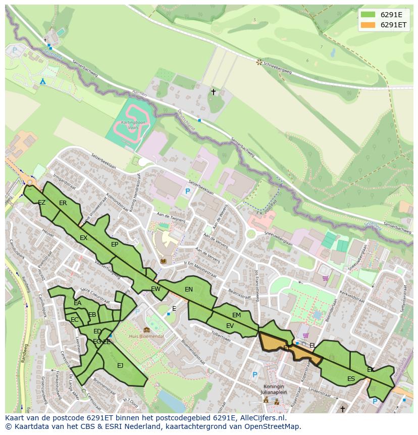 Afbeelding van het postcodegebied 6291 ET op de kaart.