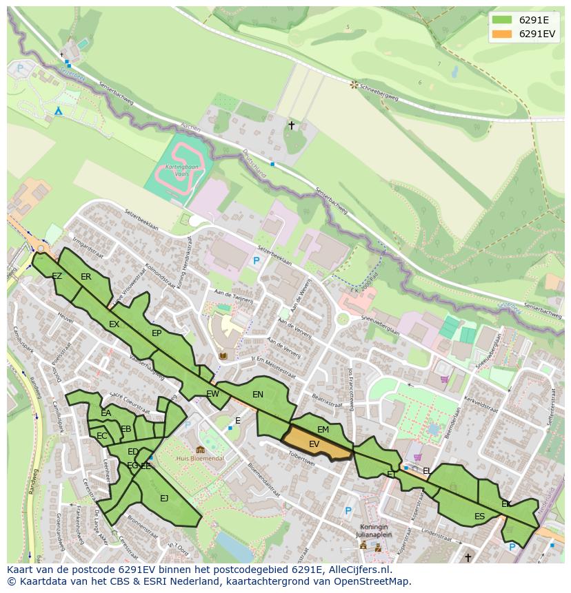 Afbeelding van het postcodegebied 6291 EV op de kaart.