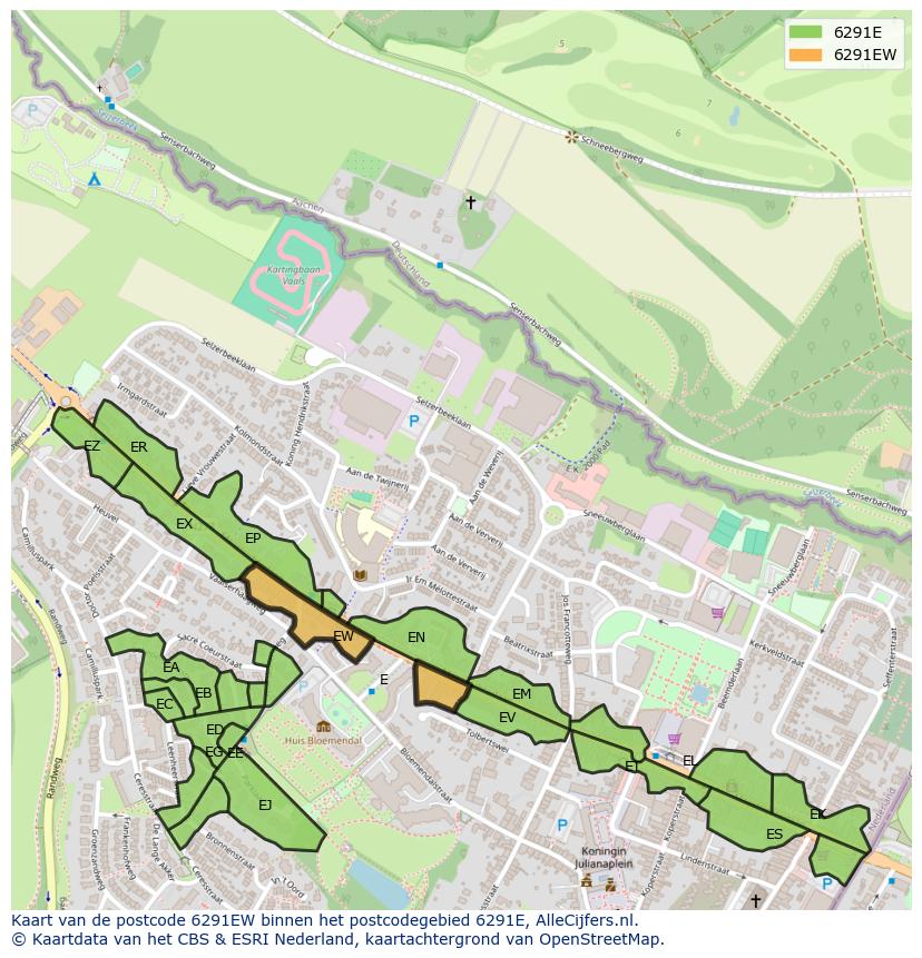Afbeelding van het postcodegebied 6291 EW op de kaart.