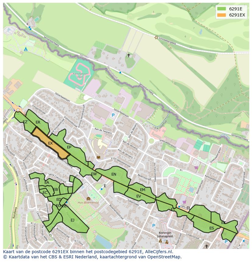 Afbeelding van het postcodegebied 6291 EX op de kaart.