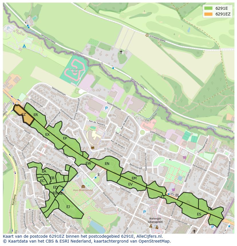 Afbeelding van het postcodegebied 6291 EZ op de kaart.