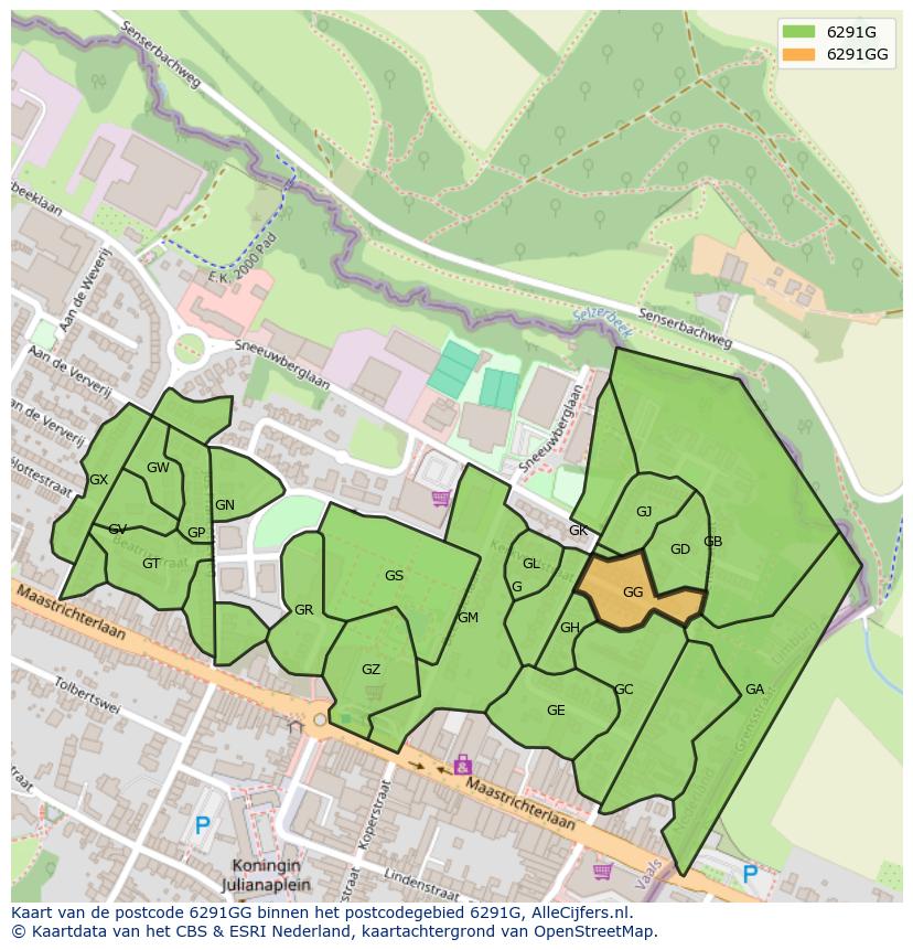 Afbeelding van het postcodegebied 6291 GG op de kaart.