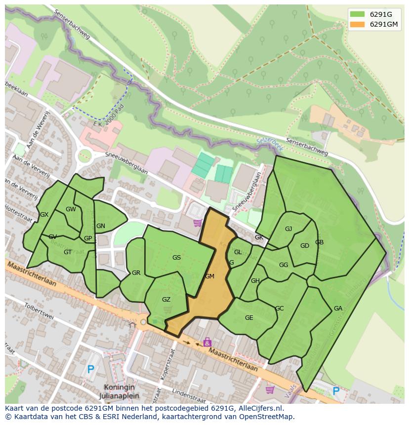Afbeelding van het postcodegebied 6291 GM op de kaart.