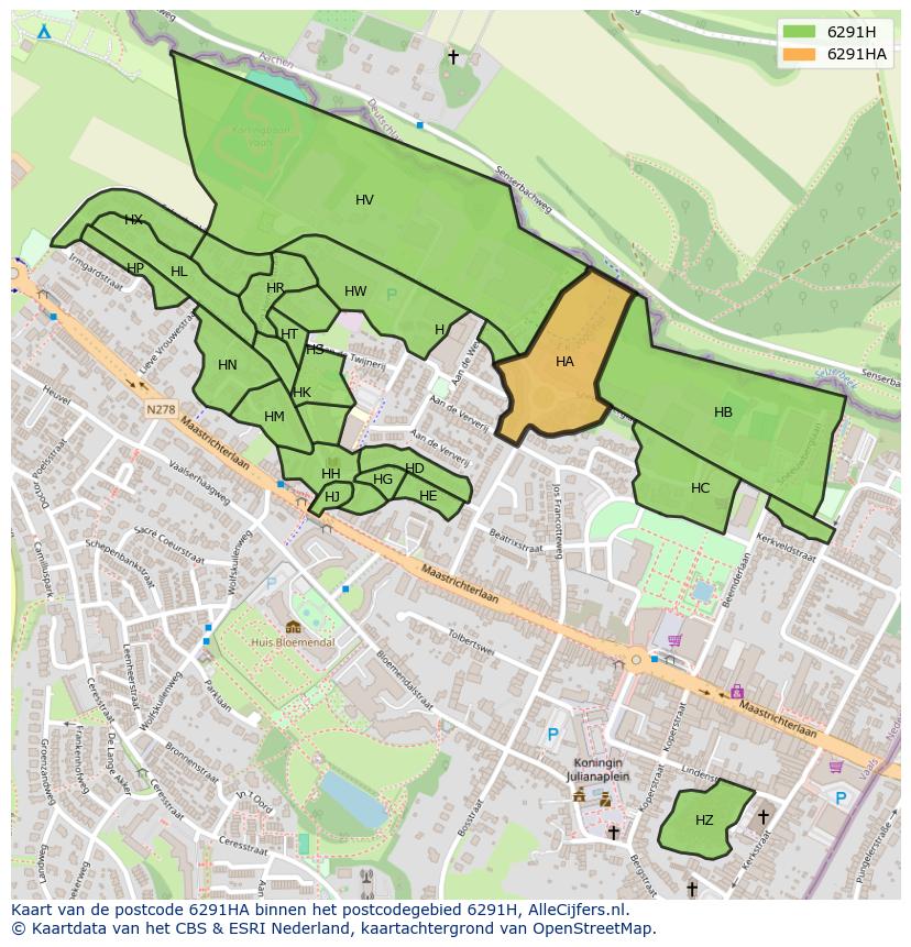 Afbeelding van het postcodegebied 6291 HA op de kaart.