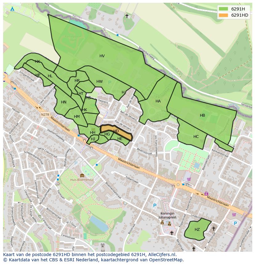 Afbeelding van het postcodegebied 6291 HD op de kaart.