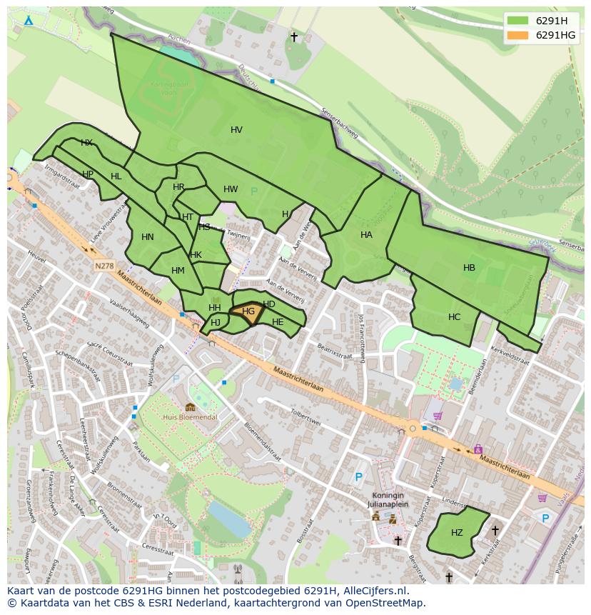Afbeelding van het postcodegebied 6291 HG op de kaart.