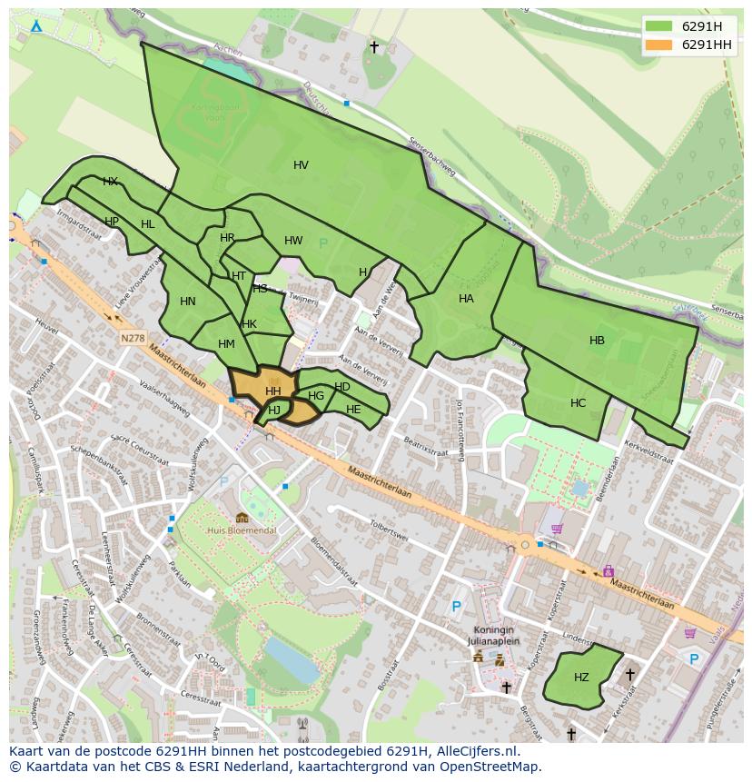 Afbeelding van het postcodegebied 6291 HH op de kaart.