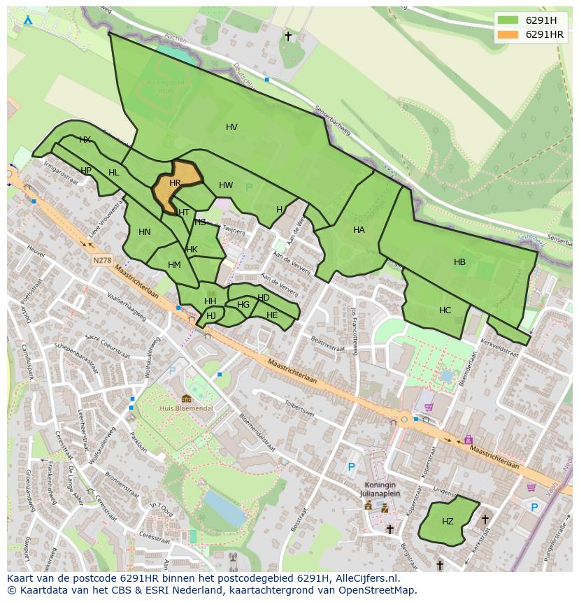 Afbeelding van het postcodegebied 6291 HR op de kaart.