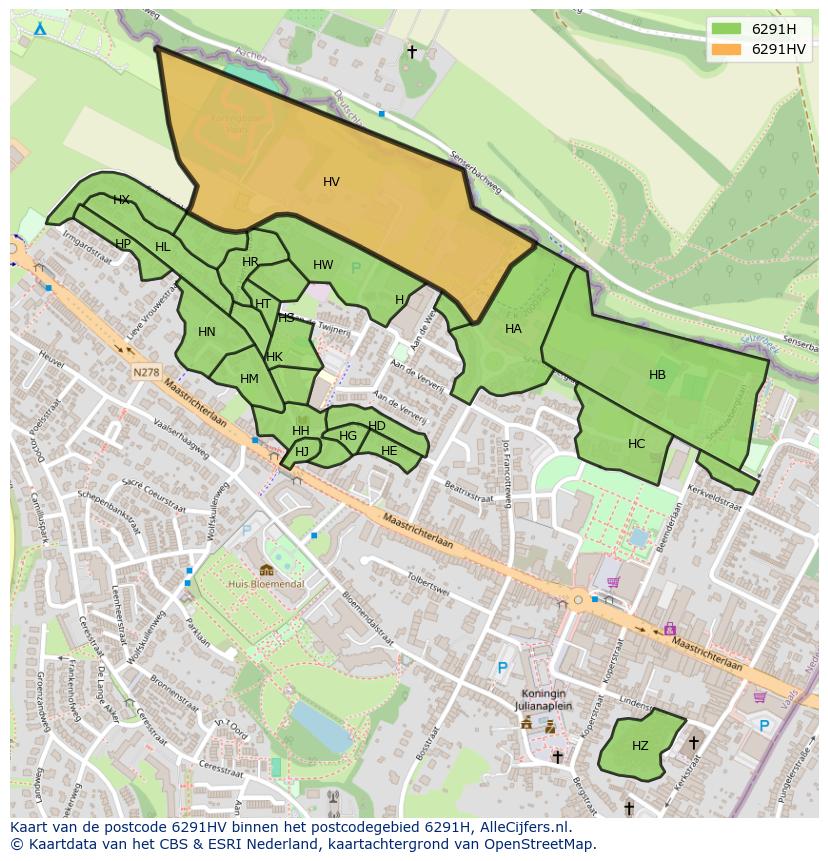 Afbeelding van het postcodegebied 6291 HV op de kaart.