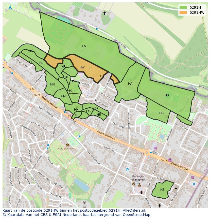 Afbeelding van het postcodegebied 6291 HW op de kaart.