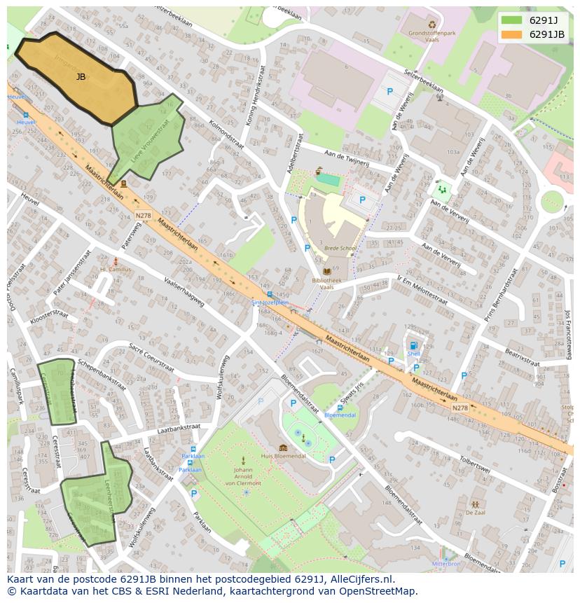Afbeelding van het postcodegebied 6291 JB op de kaart.