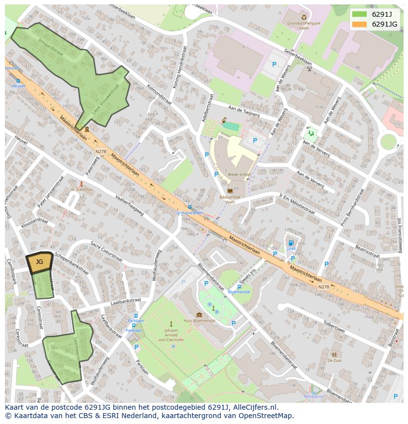 Afbeelding van het postcodegebied 6291 JG op de kaart.