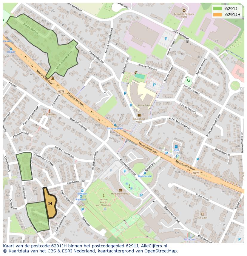 Afbeelding van het postcodegebied 6291 JH op de kaart.