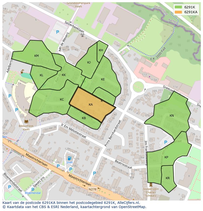Afbeelding van het postcodegebied 6291 KA op de kaart.