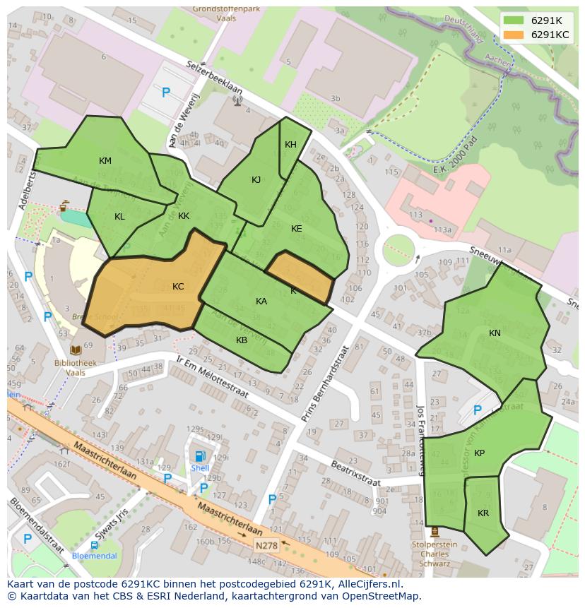 Afbeelding van het postcodegebied 6291 KC op de kaart.