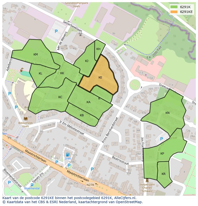 Afbeelding van het postcodegebied 6291 KE op de kaart.