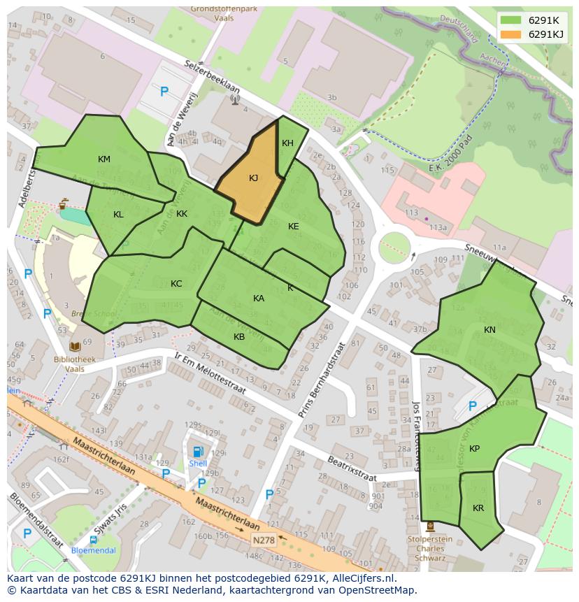Afbeelding van het postcodegebied 6291 KJ op de kaart.
